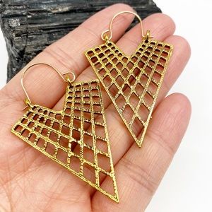 Boho Chic Gold Triangle Dangle Earrings